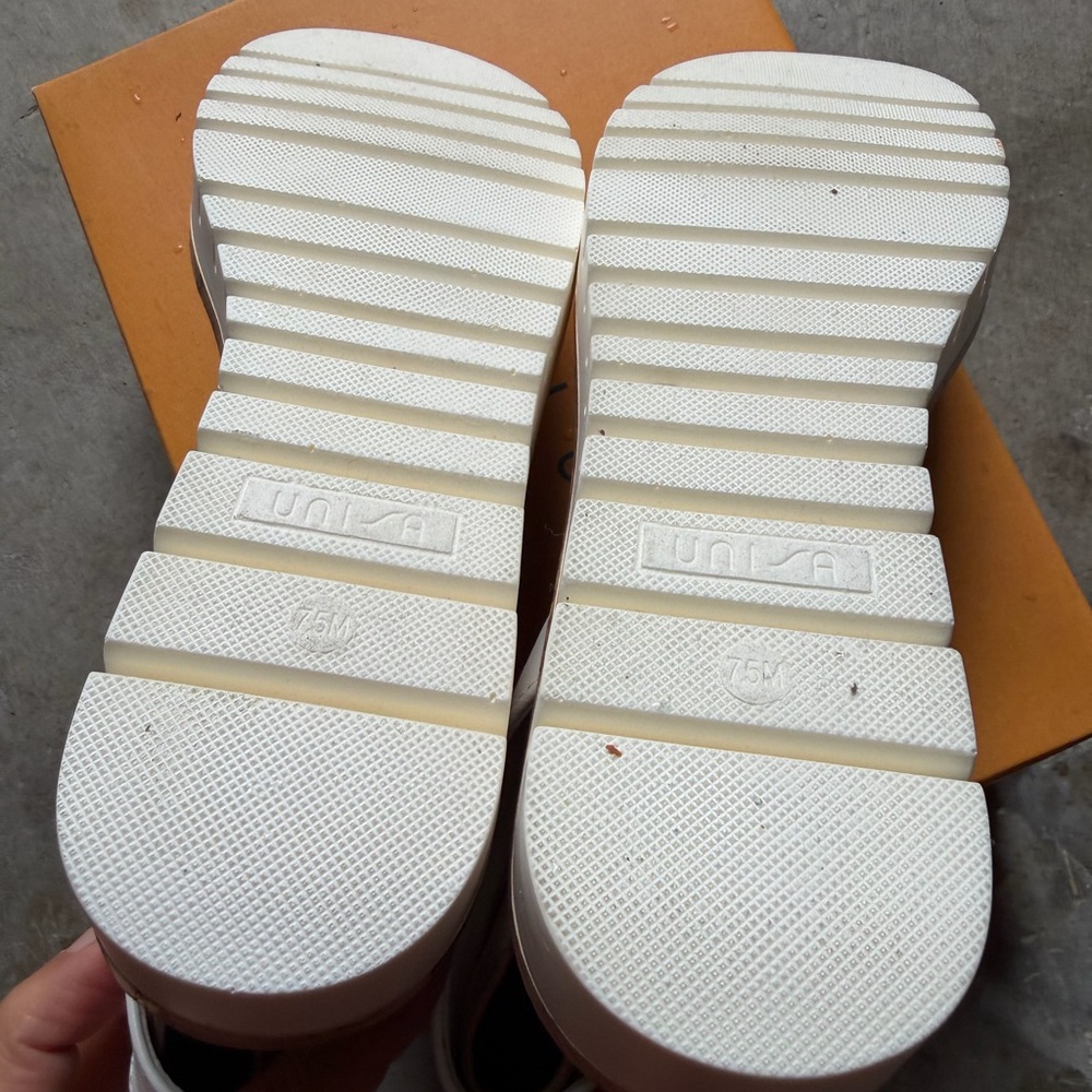 Unisa silver and white ankle straps and Tan Platform Sandals - Picture 3 of 7